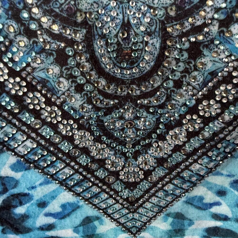 Chico's blue leopard print shawl blouse size XL - Picture 2 of 10